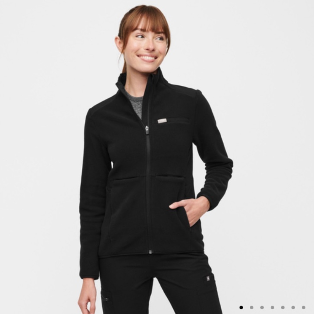 Figs Black On Shift Fleece Jacket (Zip up) Medium